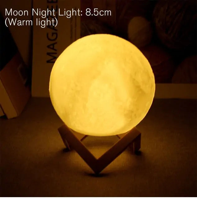LED Battery-Powered Moon Lamp – 3D Lunar Night Light