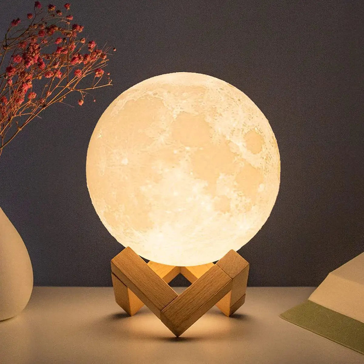 LED Battery-Powered Moon Lamp – 3D Lunar Night Light