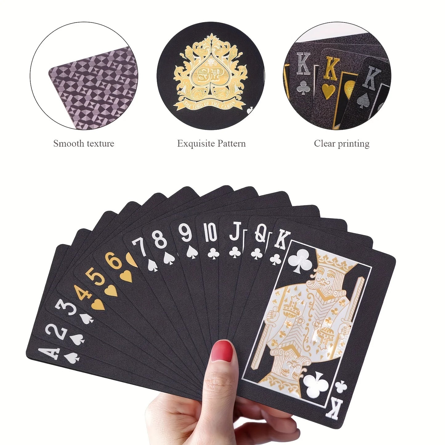 FlourishRealm™ Black Gold Waterproof Playing Cards