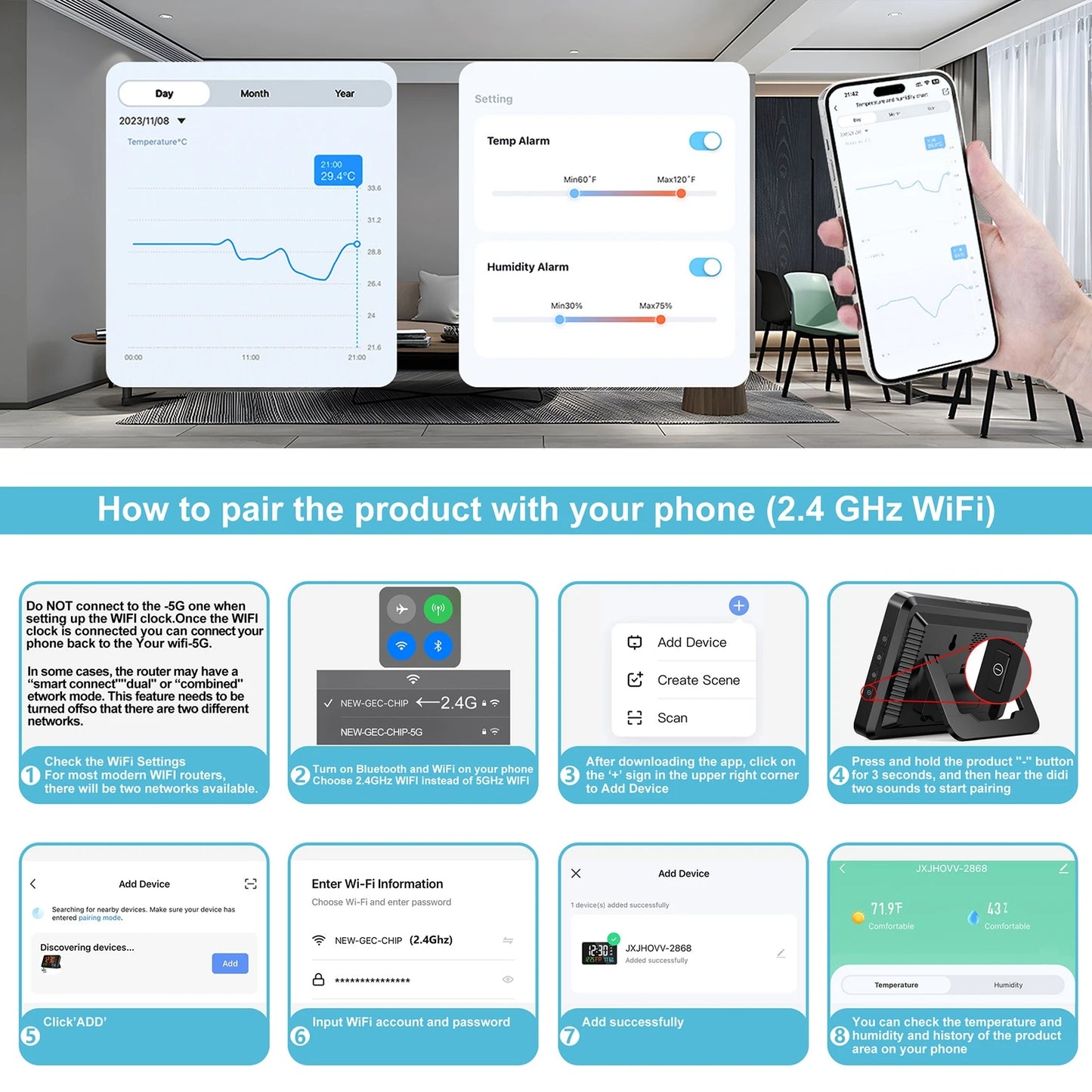 FlourishRealm™Digital Wall Clock