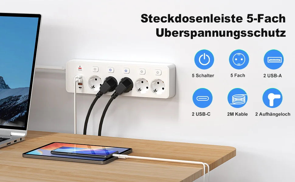 Usb-C Power Strip | Smart Power Strip | FlourishRealm
