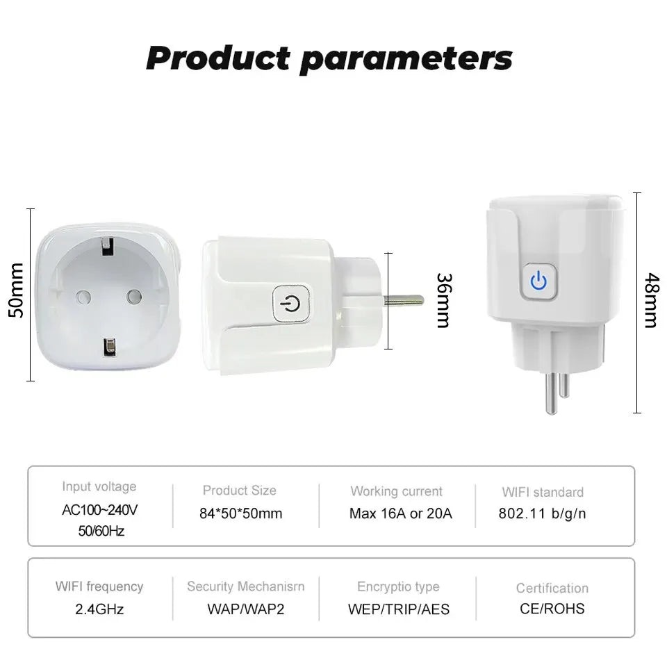 FlourishRealm™ Smart Plug – 16A/20A, App & Voice Control