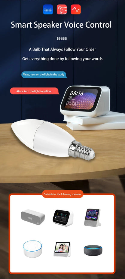 Smart Candle Bulb | Wi Fi Bluetooth Bulb | FlourishRealm