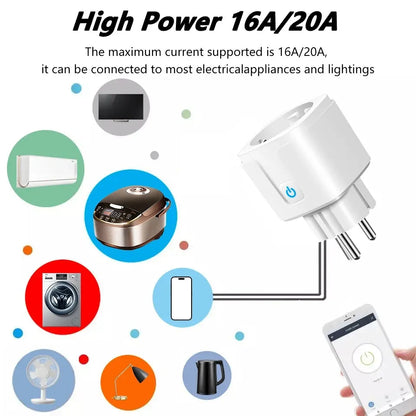 FlourishRealm™ Smart Plug – 16A/20A, App & Voice Control