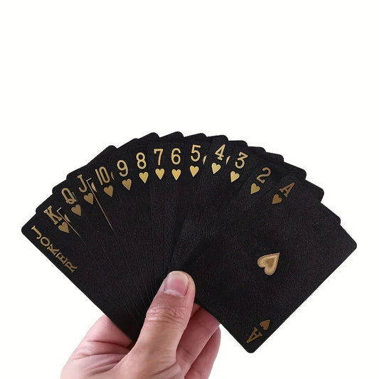 FlourishRealm™ Black Gold Waterproof Playing Cards