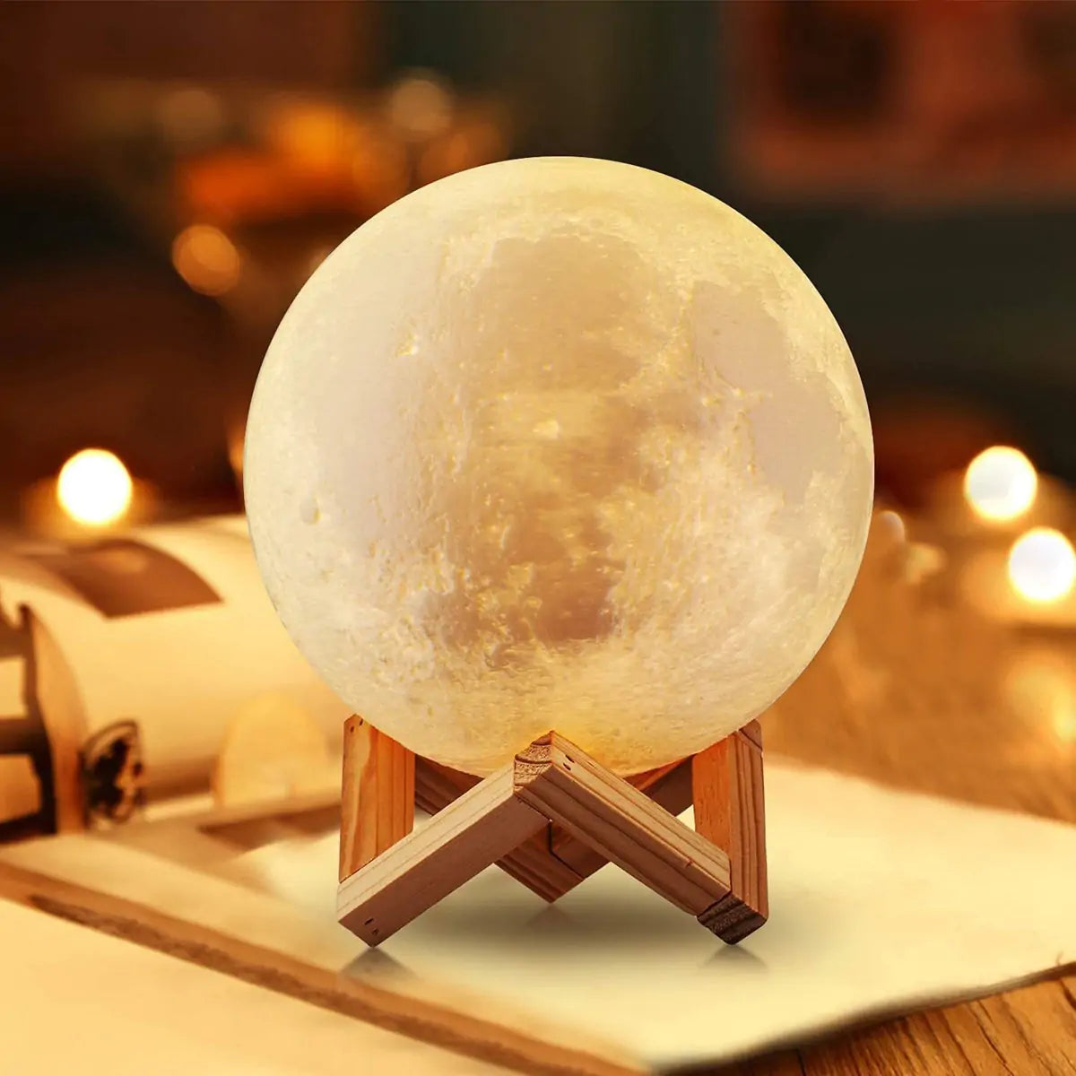 LED Battery-Powered Moon Lamp – 3D Lunar Night Light