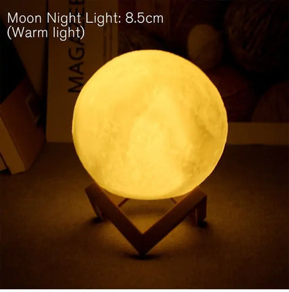 LED Battery-Powered Moon Lamp – 3D Lunar Night Light