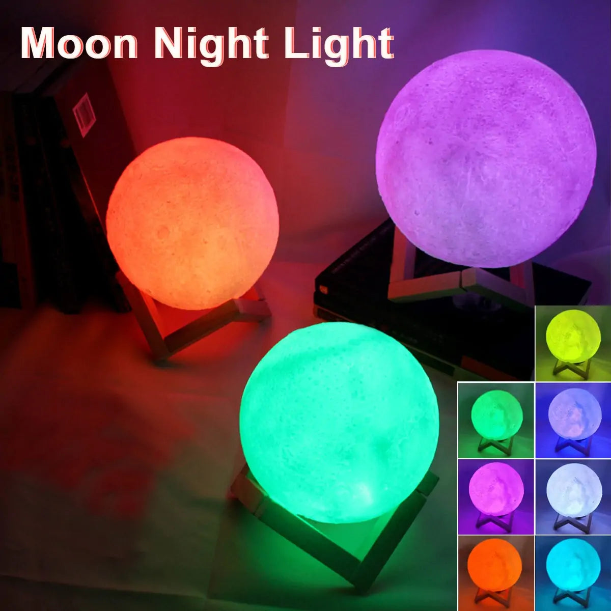 LED Battery-Powered Moon Lamp – 3D Lunar Night Light