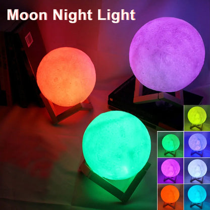 LED Battery-Powered Moon Lamp – 3D Lunar Night Light